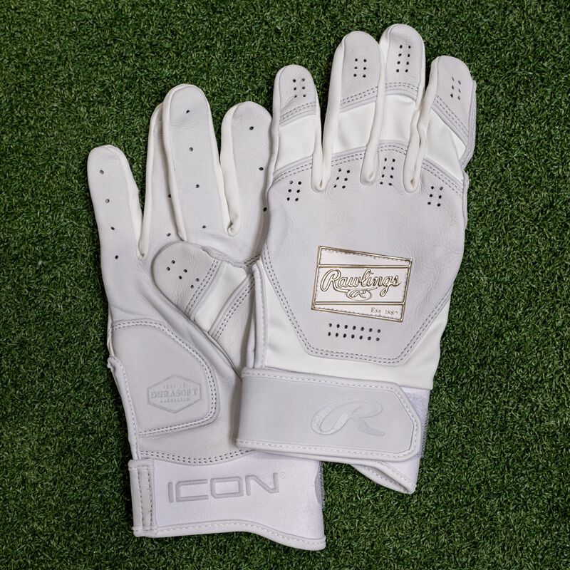 Rawlings Icon Batting Gloves, White, Adult S