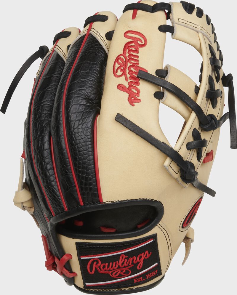 Camel back with black croc embossed leather back of an 11.5" Heart of the Hide R2G infield glove - SKU: PROR204-32C