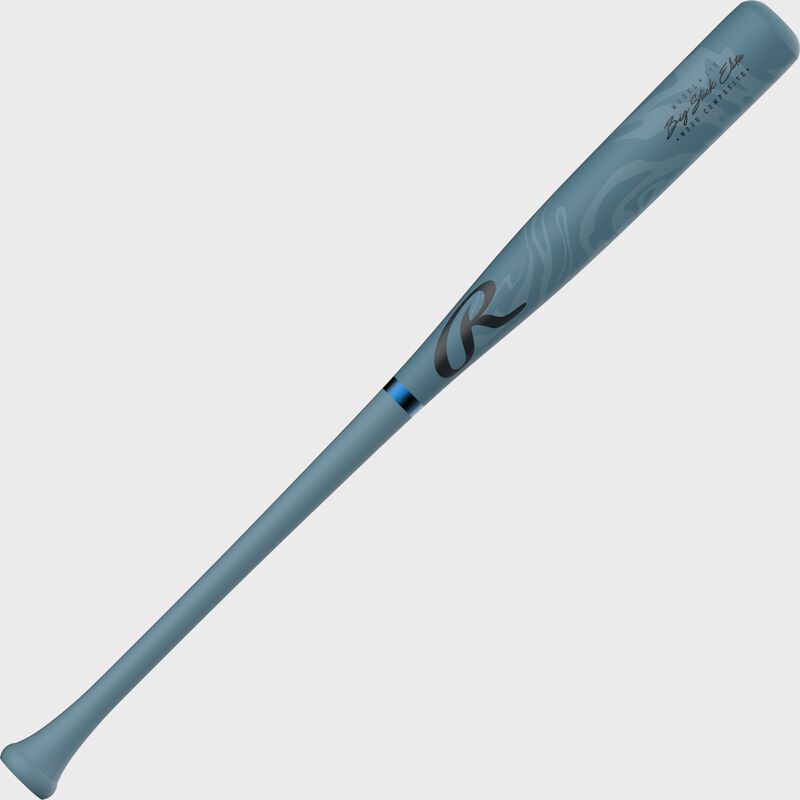 A blue Rawlings Big Stick Elite 110 composite wood bat