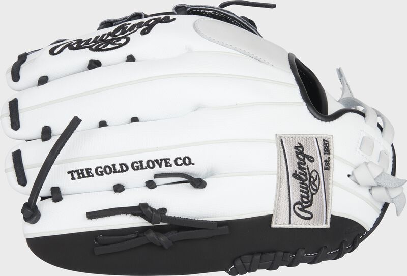 White speed shell back of a HOH softball 12.75" outfield glove with a gray Rawlings patch - SKU: PRO1275SB-6BSS loading=