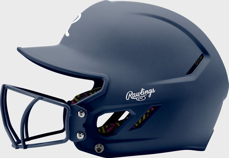 Rawlings CoolFlo Max Highlighter Youth Batting Helmet with Face Guard, Navy, M/L