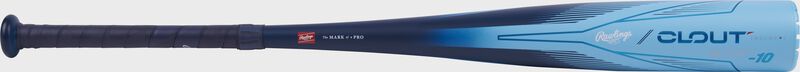 Full view of a blue Clout AI -10 USSSA baseball bat - SKU: RUT4C10 loading=