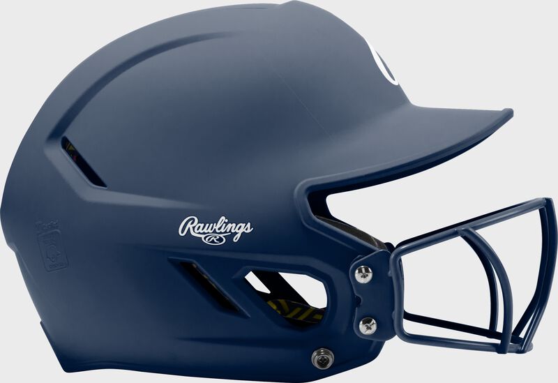 Rawlings CoolFlo Max Highlighter Youth Batting Helmet with Face Guard, Navy, M/L