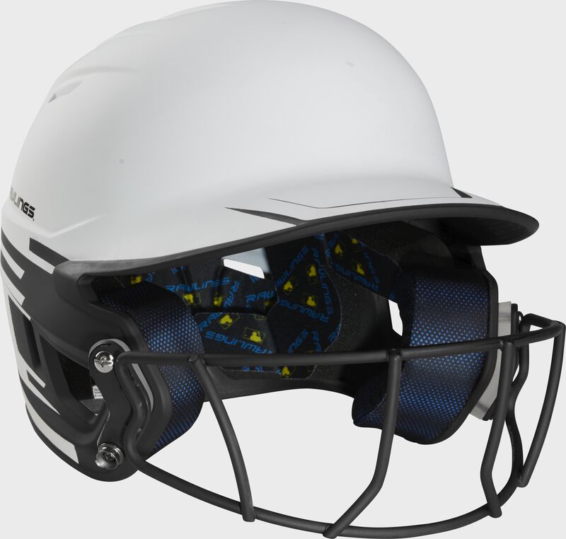 Front right-side view of Rawlings Mach Ice Softball Batting Helmet, Black - SKU: MSB13 loading=