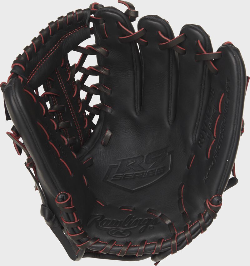 Shell palm view of black and red R9 Series 11.5-in Pro Taper infield/pitcher glove loading=