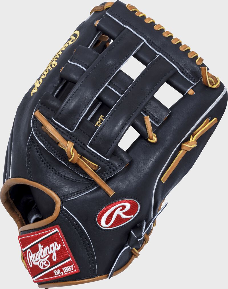 Thumb of a black Heart of the Hide 12.75-Inch outfield glove with a black H-web - SKU: RSGPRO3036JBTPRO