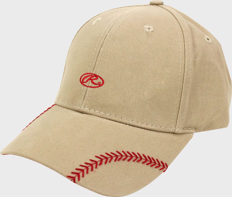 Front left-side view of Women's Change Up Khaki Baseball Stitch Hat - SKU: RC40000-252