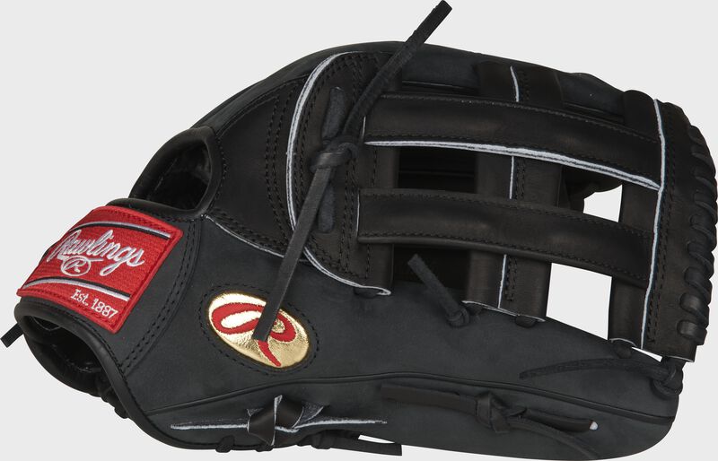 Thumb of black Gameday 57 Series Cody Bellinger Heart of the Hide glove with a gold 'Oval-R' & H Web - SKU: PRO442-CB35