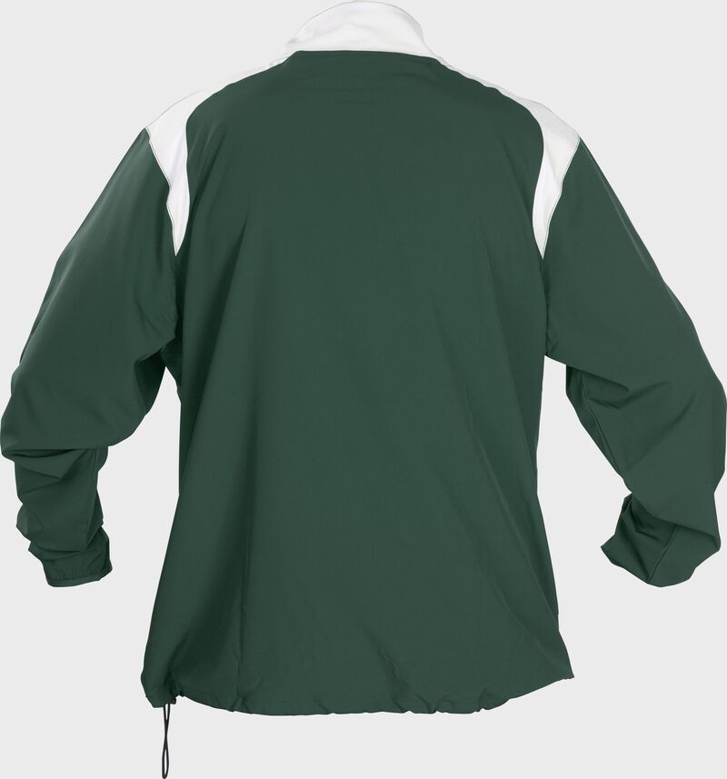 Back of Rawlings Dark Green Adult Long Sleeve Quarter-Zip Jacket - SKU #FORCEJ-B-88 loading=