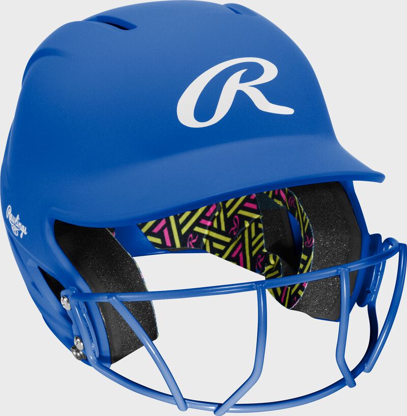 Rawlings CoolFlo Max Highlighter Youth Batting Helmet with Face Guard, Royal, M/L