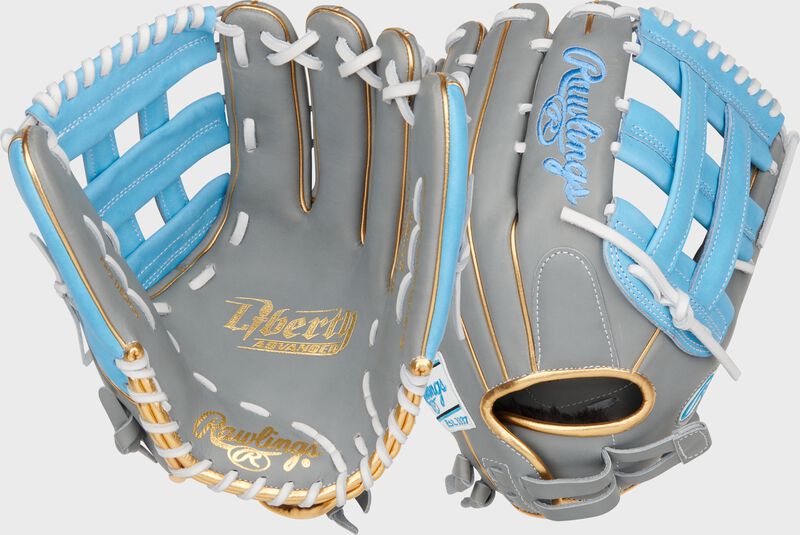 Liberty Advanced Color Series 12.75 in Outfield Glove, Gray/Columbia Blue, Left loading=