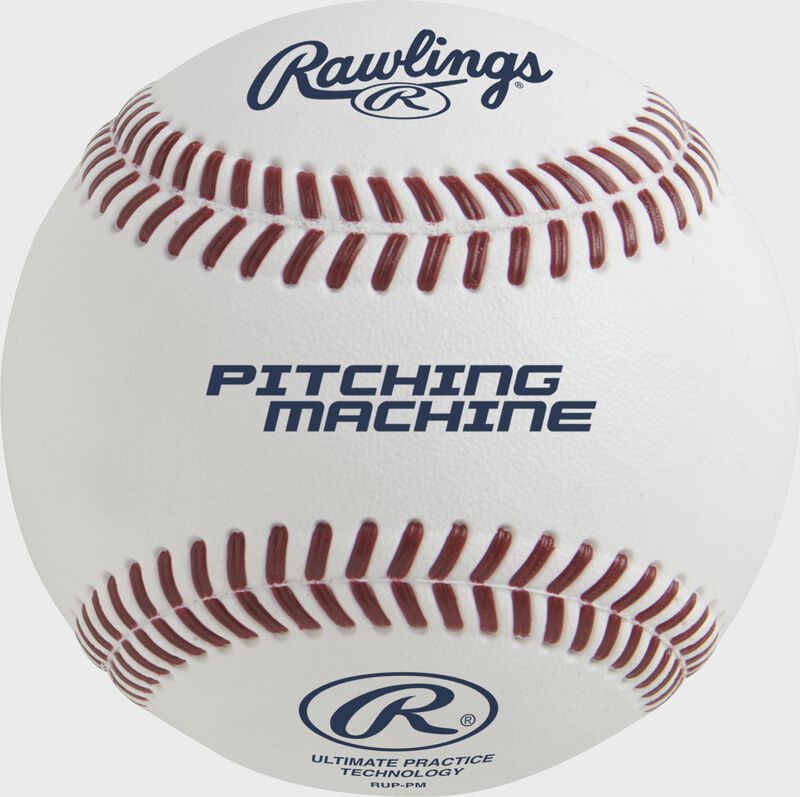 An Ultimate Practice Technology pitching machine baseball with red molded stitching - SKU: RUP-PM