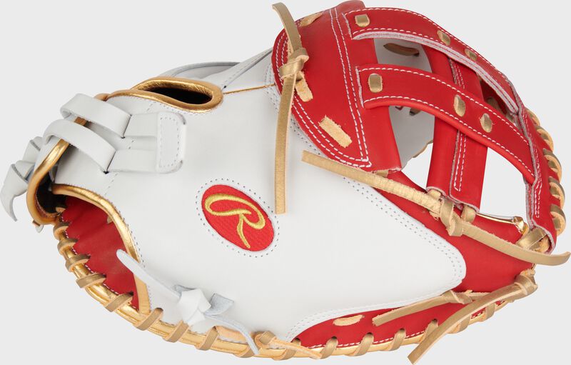 Liberty Advanced Color Series 34 in Catcher's Mitt, White/Scarlet, Right loading=