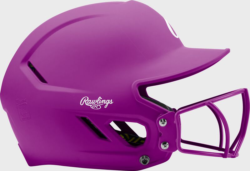 Rawlings CoolFlo Max Highlighter Youth Batting Helmet with Face Guard, Neon Purple, M/L