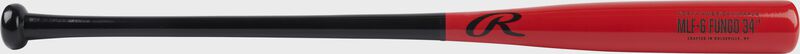A 34" black/red Rawlings maple fungo bat - SKU: MFL5-B-RD-34 loading=