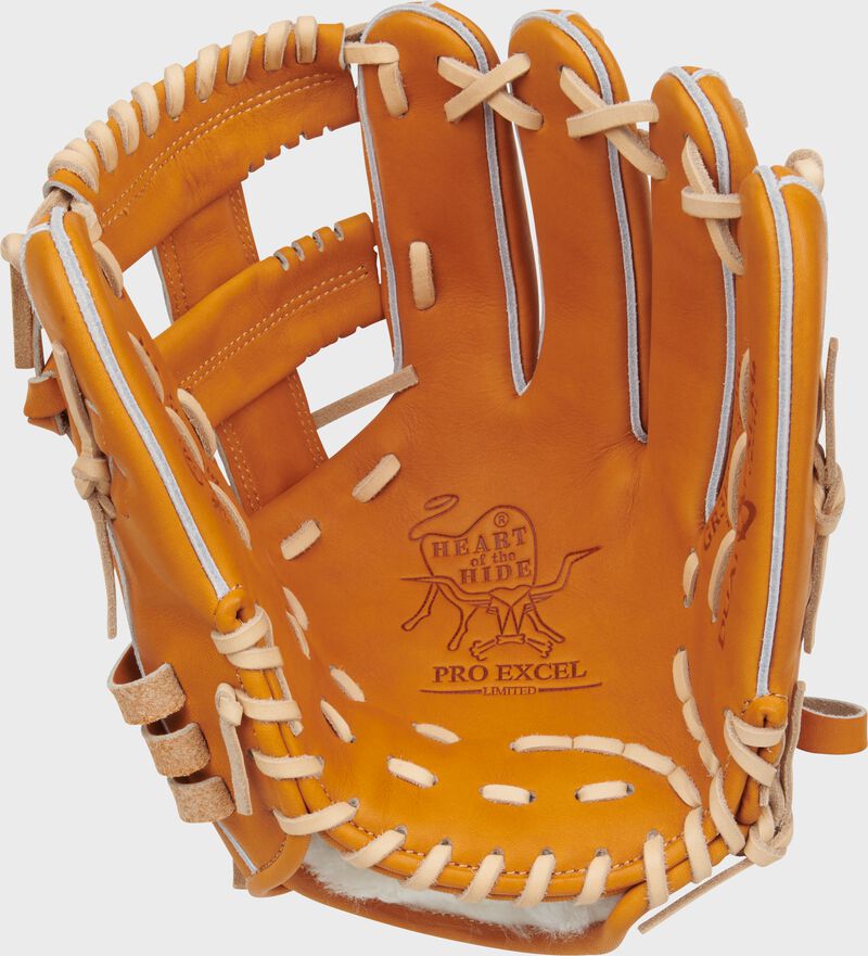 Palm of a rich tan Rawlings Heart of the Hide Japan Series 11.5" glove