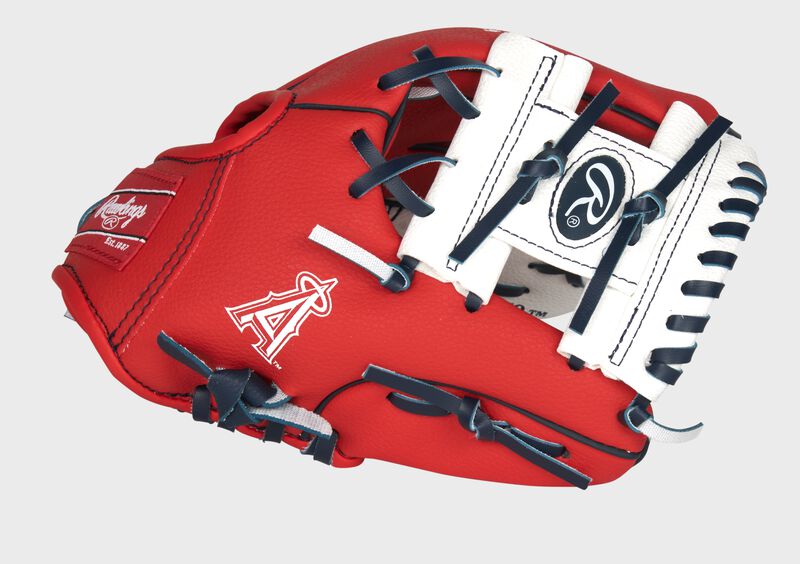 Thumb of a red Los Angeles Angels 10-Inch team logo glove with a white I-web - SKU: 22000001111