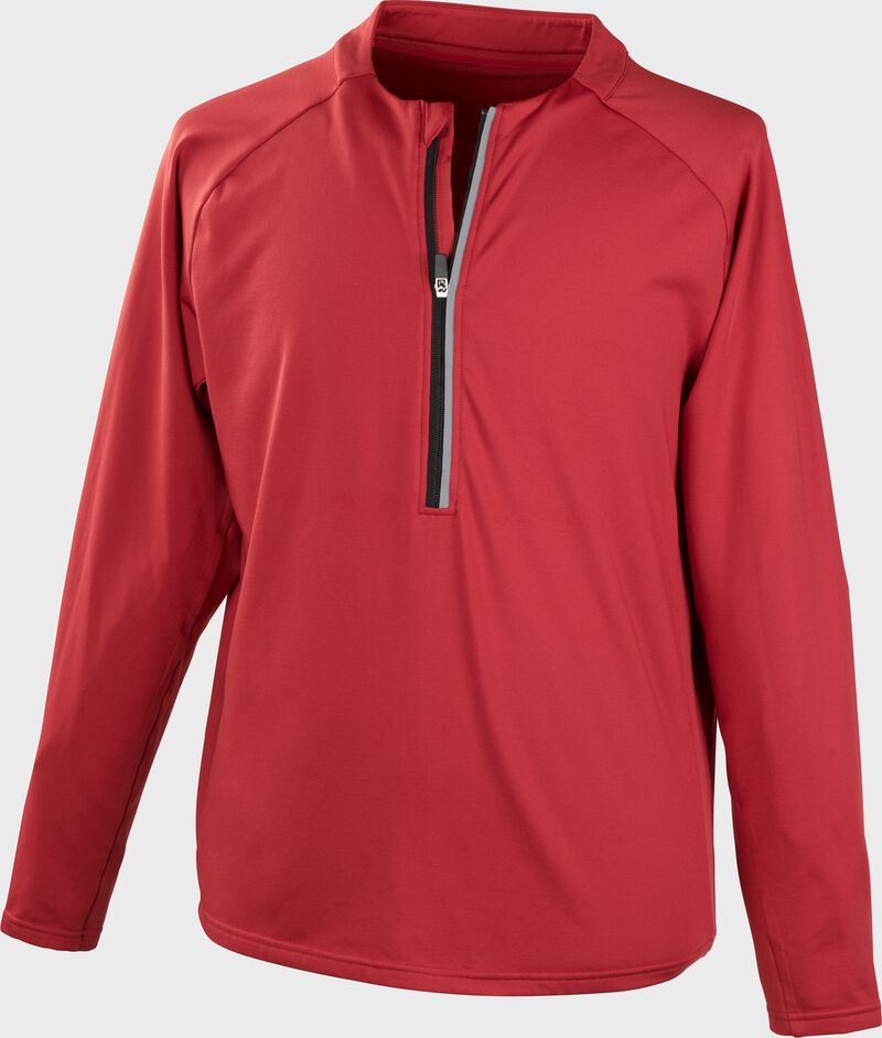 Front of a scarlet Rawlings ColorSync half-zip fleece pullover - SKU: CSTECH-S loading=