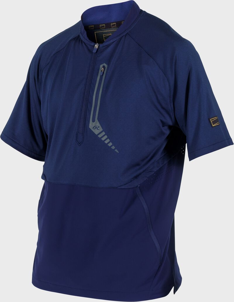Rawlings Gold Collection Quarter-Zip Short Sleeve Jacket, Adult XL, Navy