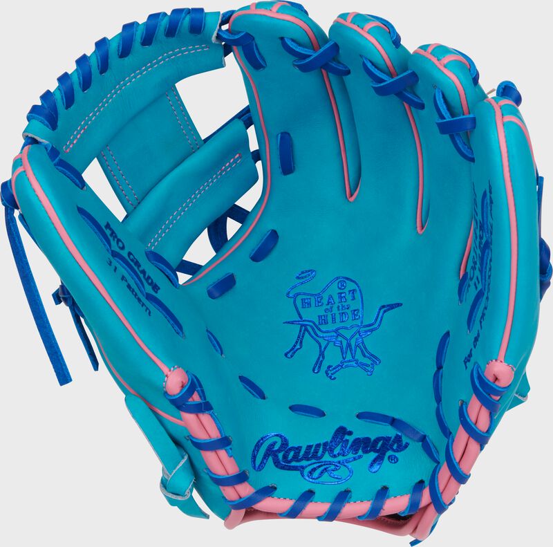 Palm of a Heart of the Hide Vibrant Series 11.5" teal infield glove