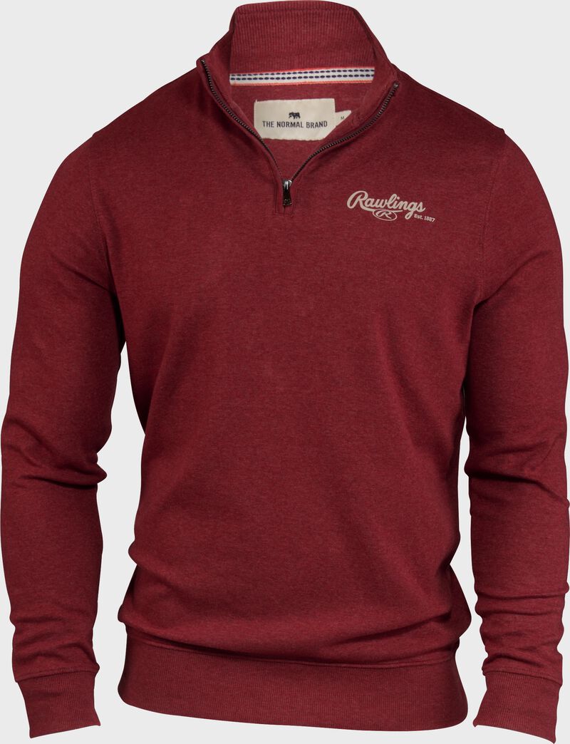 Rawlings x The Normal Brand Puremeso Weekend Quarter Zip, Maroon, Adult 3XL