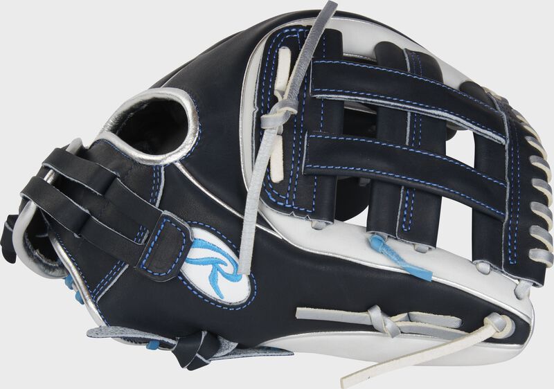 Thumb of a navy/white Heart of the Hide softball 11.75" infield glove with a navy H-web - SKU: PRO715SB-6N loading=