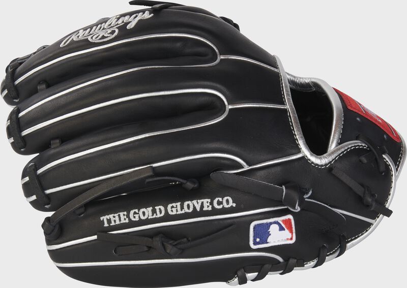 Back pinky view of a Carlos Correa G57 Heart of the Hide glove with the MLB logo on the pinky - SKU: PRO314-19CC4 loading=