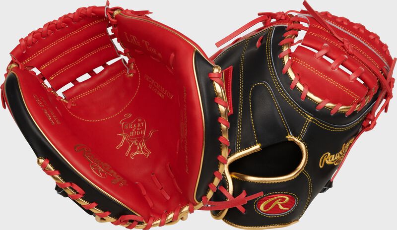 2 views showing the palm/back of a 32.5" Heart of the Hide R2G ContoUR fit catcher's mitt - SKU: PRORCM325US
