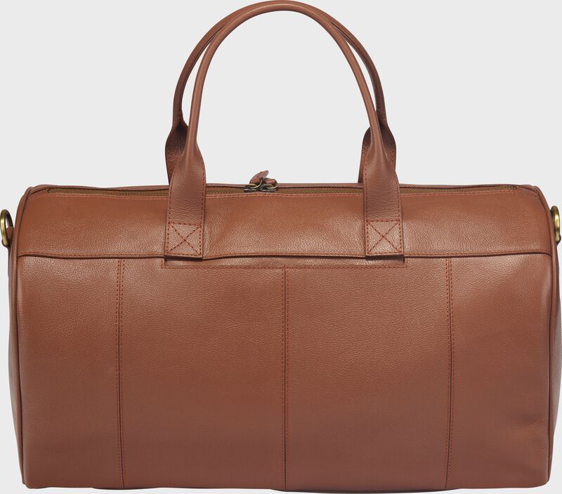 Alternate side of a tan Rawlings Strike Out duffle bag