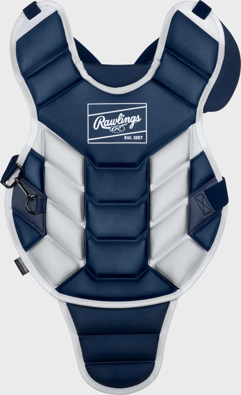A navy Rawlings Players 3 Series chest protector