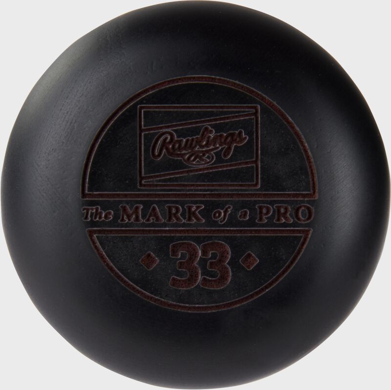 Black knob of a 33" Pro Preferred CS5 birch wood bat - SKU: RPPBCS5