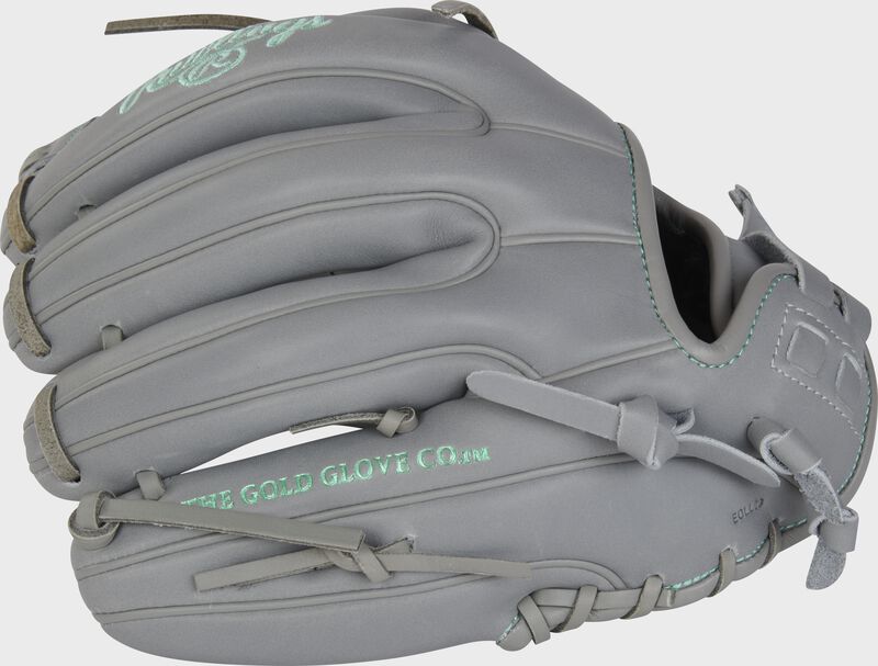 Back of a gray Liberty Advanced 11.75" fastpitch softball infield glove - SKU: RLA715-32G loading=