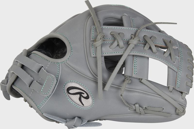 Thumb of a gray Liberty Advanced 11.75" fastpitch infield glove with a gray split single post web - SKU: RLA715-32G loading=