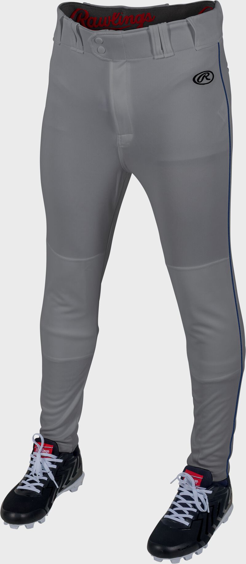 Rawlings Launch Jogger Fit Piped Baseball Pants, Adult 2XL, Blue Gray/Navy