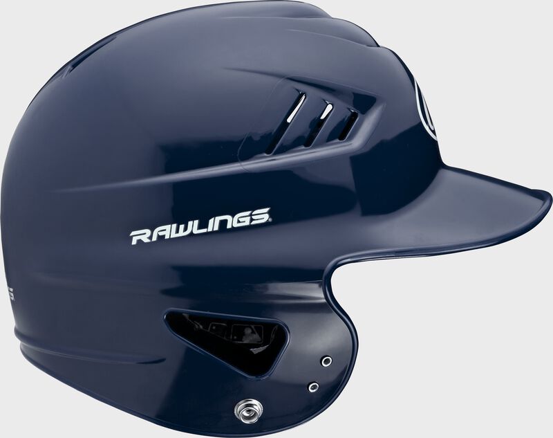 Right side of a navy RCFTB Rawlings Coolflo t-ball batting helmet loading=
