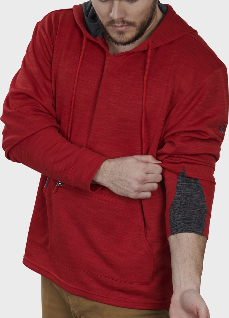 Expandable sleeve gusset of a scarlet PFH2 fleece hoodie loading=