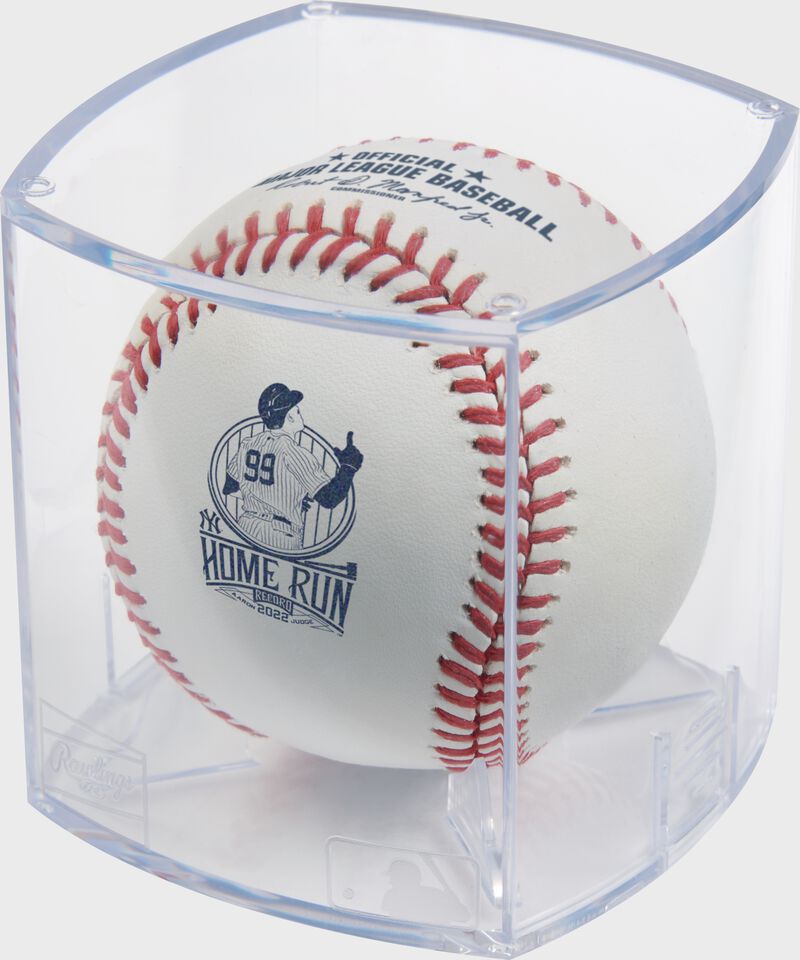 Aaron Judge AL Home Record commemorative baseball in a display cube - SKU: RSGEA-ROMLBAJ62-R
