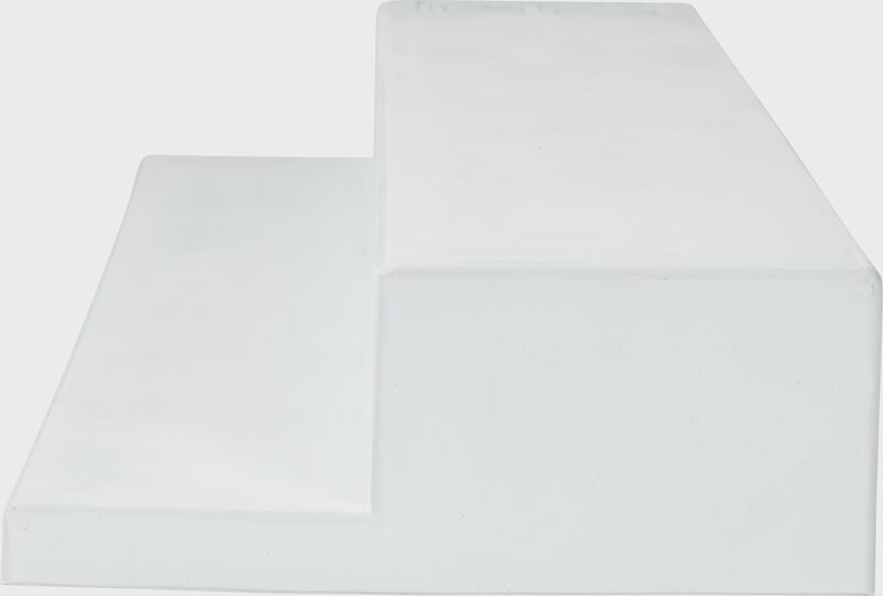 Side of a white Rawlings pro step down pitching rubber - SKU: RPSDPR