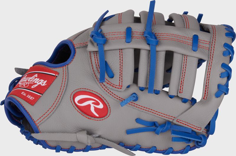 Thumb of a gray Rawlings Freddie Freeman Select Pro Lite First Base Mitt with a gray single post double bar web loading=