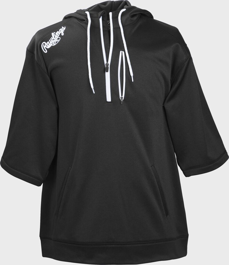 Front of Rawlings Black Adult Half Sleeve Hoodie with Zipper - SKU #RHTYO-B loading=