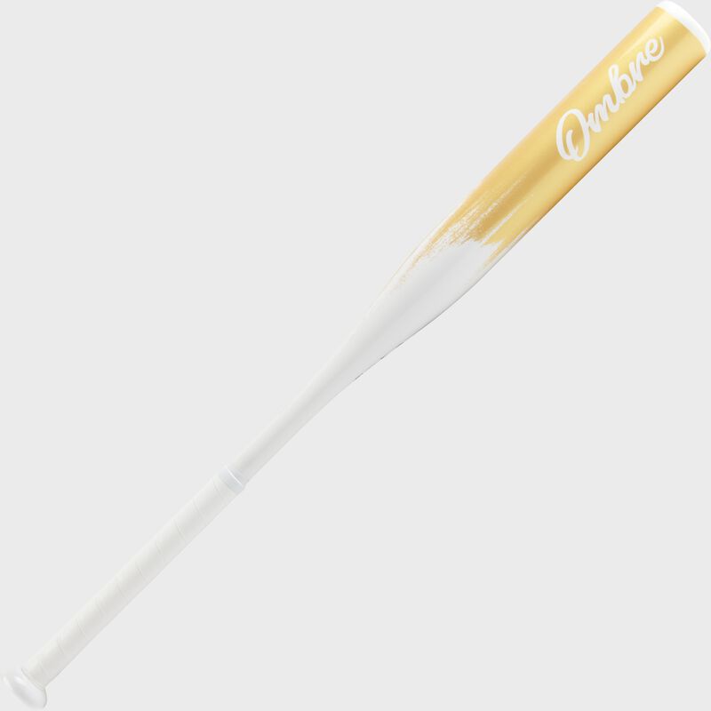 A white/gold Rawlings 2022 Ombre fastpitch softball bat - SKU: FP2O11 loading=
