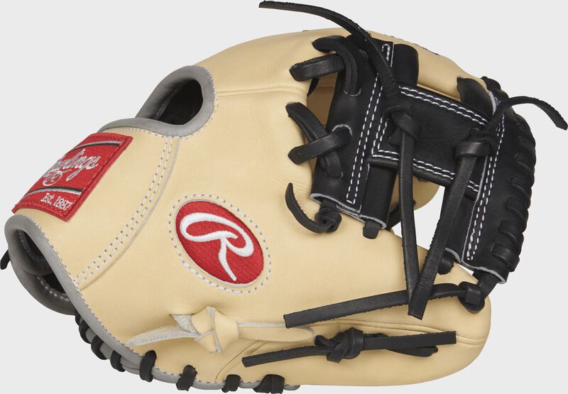 Palm view of a PRO200TR-2C Heart of the Hide 9.5-inch training glove with a black I web loading=