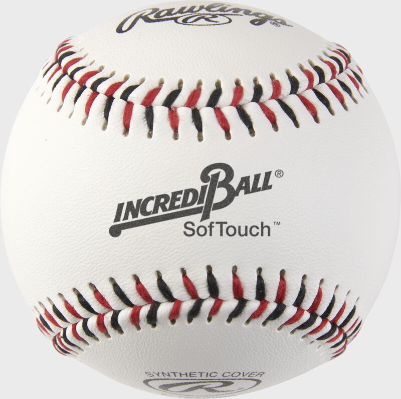 A white Rawlings Incredi-Ball SofTouch training baseball - SKU: RIB9ST loading=