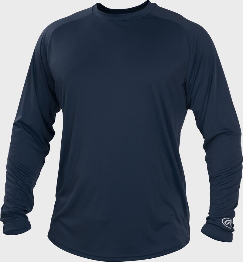 Navy LSRT Adult crew neck long sleeve shirt loading=
