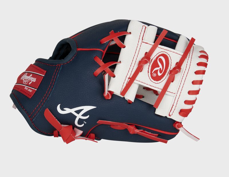 Thumb of a navy/white Atlanta Braves 10-inch team logo glove with a white I-web - SKU: 22000005111 loading=
