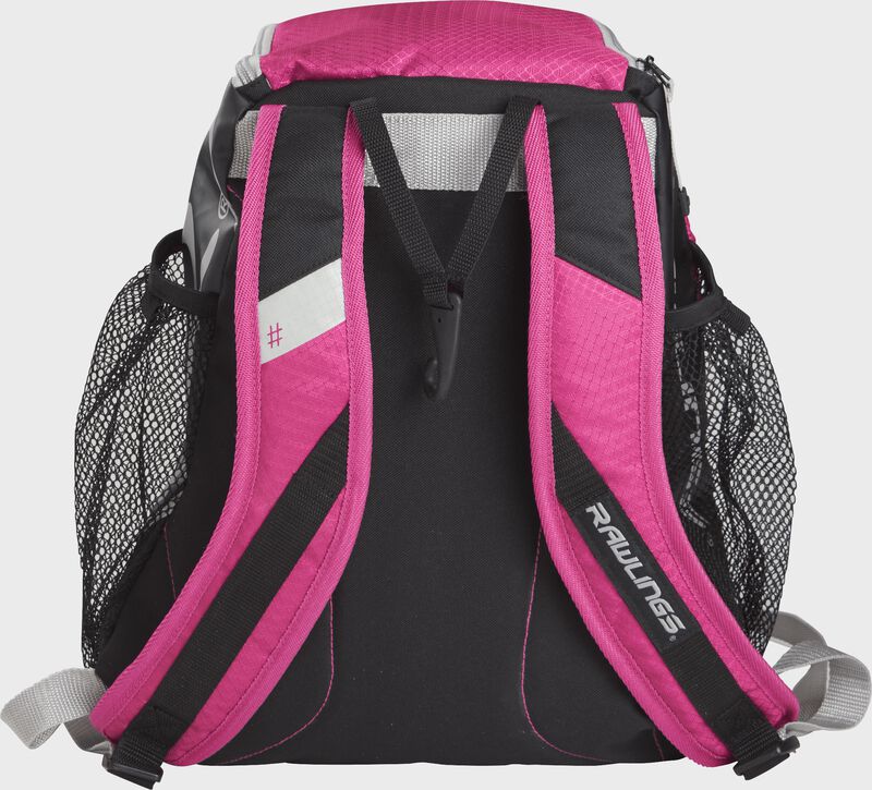 Rear view of a Pink Rawlings Youth Players Team Backpack | SKU:R400-NPK