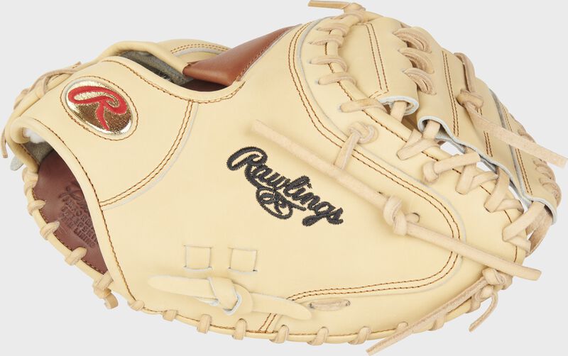 Thumb of a camel Gameday 57 Series Jacob Stallings Pro Preferred catcher's mitt with a 1-piece solid web - SKU: RSGPROSCM43JS