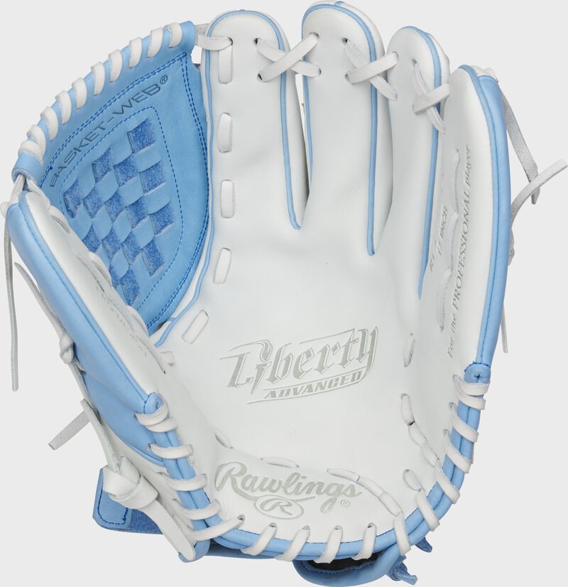 RLA120-3CB Rawlings Liberty Advanced Color Series glove with a white palm and white laces