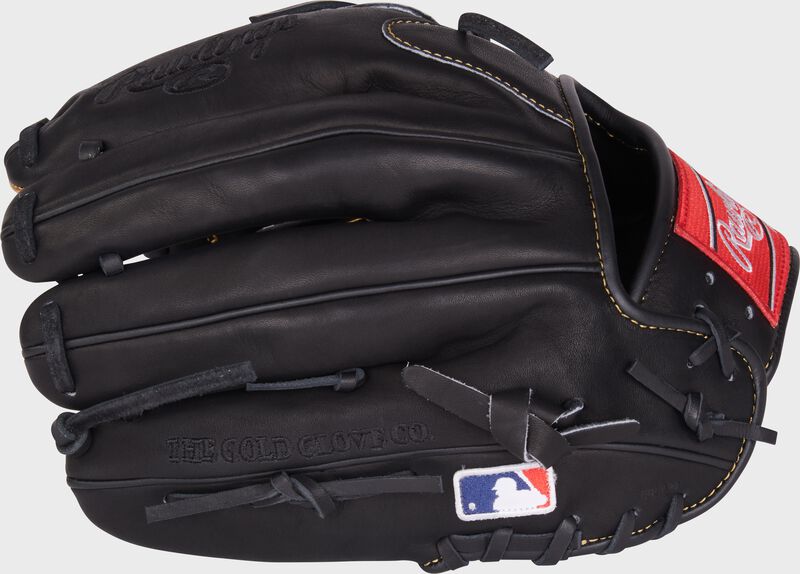 Black back of a Zack Greinke 12" Heart of the Hide Gameday 57 glove with the MLB logo on the pinky - SKU: RSGPRO206-9ZG