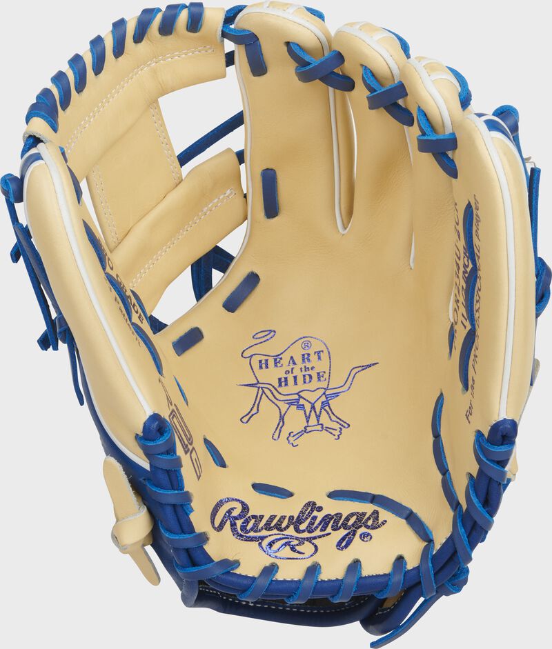 Shell palm view of camel and blue 2021 Exclusive HOH R2G 11.5-inch infield ContoUR Fit glove